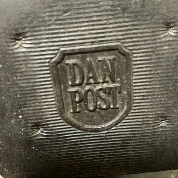 🤠🖤Vintage Dan Post Black Leather W/White Stiching Men’s Western Boots Size 8 W - Picture 7 of 8